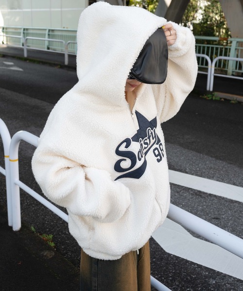 WEGO(ウィゴー)の「WEGO/ロゴボアパーカー(ブルゾン・レディース・ブラック/アイボリー・FREE)」の17枚目の写真
