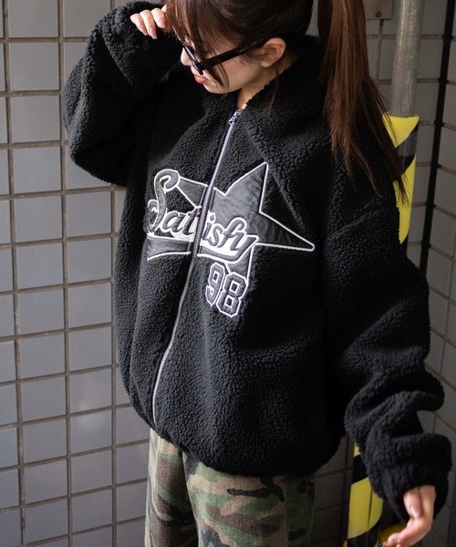 WEGO(ウィゴー)の「WEGO/ロゴボアパーカー(ブルゾン・レディース・ブラック/アイボリー・FREE)」の22枚目の写真