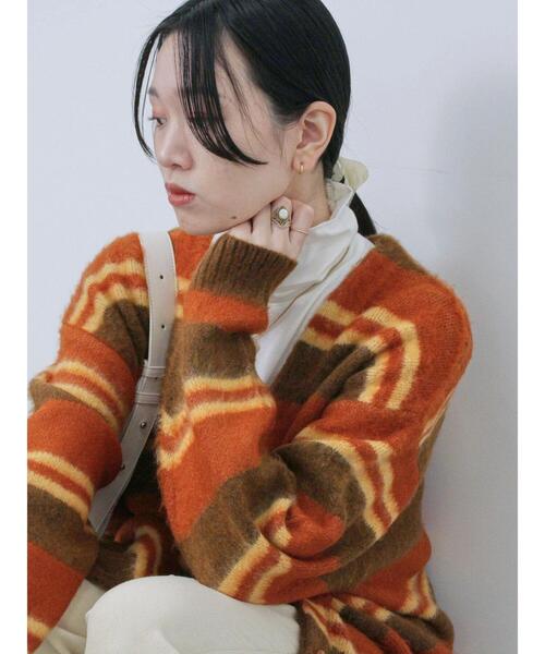 Samansa Mos2 blue（サマンサモスモスブルー）の「◎アソートシャギーニットカーディガン（カーディガン/ボレロ・レディース・オレンジ/ダークブラウン/サックスブルー/グレー・F）」の4枚目の写真