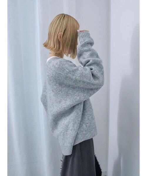 Samansa Mos2 blue（サマンサモスモスブルー）の「◎アソートシャギーニットカーディガン（カーディガン/ボレロ・レディース・オレンジ/ダークブラウン/サックスブルー/グレー・F）」の6枚目の写真