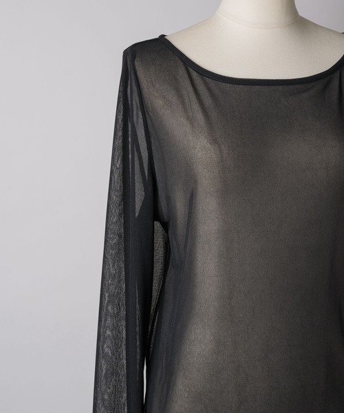 ロングスリーブボートネックシアーTOPS（Tシャツ/カットソー