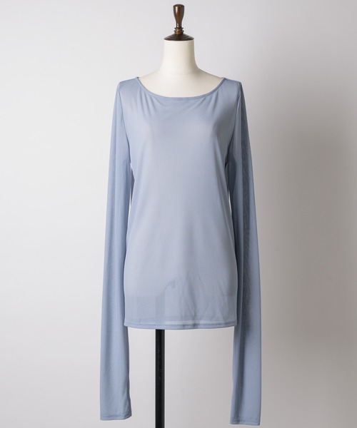 【通販激安】 ロングスリーブボートネックシアーTOPS（Tシャツ/カットソー トップス