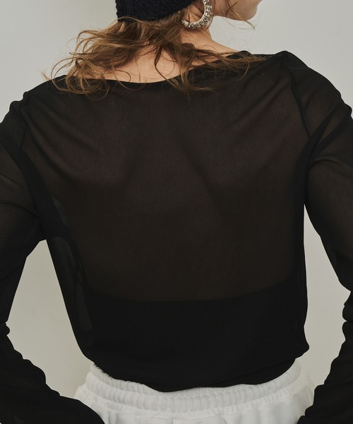 AURALEE シアーリブ ボートネック Tシャツ　ブラック 1500024F0586_m1_a020.jpg