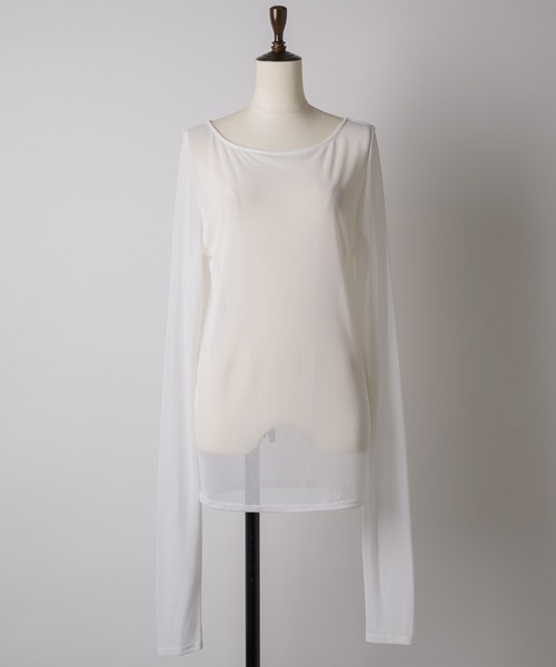 LA BELLE ETUDE（ラベルエチュード）の「ロングスリーブボートネックシアーTOPS（Tシャツ/カットソー・レディース・ホワイト/ブルー/ブラック/ライトブルー・FREE）」の17枚目の写真