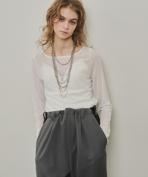 (取寄) シーシー レディース プリンテッド タイ ネック ダブル ラッフルド スリーブ lace ribbon tie frill tops | Treat ürself