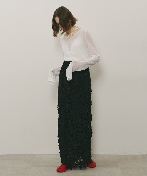 【送料込】ロングドレス シアスリーブ ボートネック ビジュー ビジュー シアスリーブ ロングドレス ボートネック