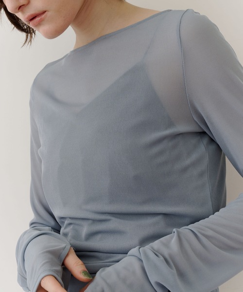 トップス SLIGHT VOGUE Sheer Long Sleeve T-shirt ロングスリーブボートネックシアーTOPS（Tシャツ/カットソー）｜LA