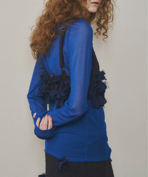 LA BELLE ETUDE（ラベルエチュード）の「ロングスリーブボートネックシアーTOPS（Tシャツ/カットソー・レディース・ホワイト/ブルー/ブラック/ライトブルー・FREE）」の9枚目の写真