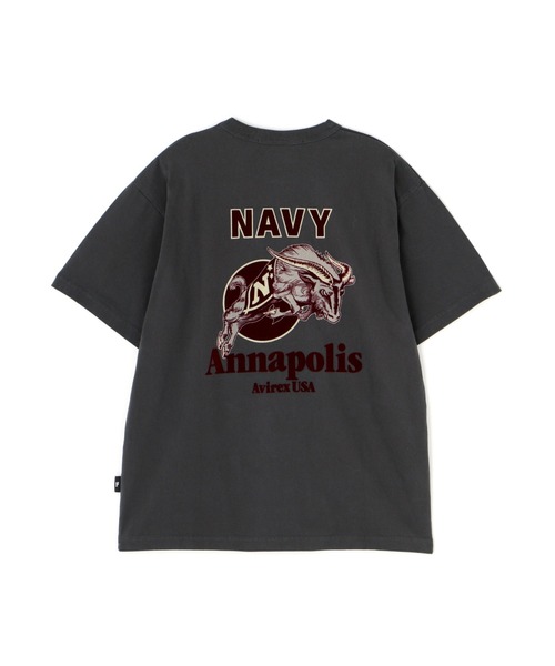 AVIREX(アヴィレックス)の「MIL. ACADEMY T-SHIRT "US.NAVY" / ミリタリーアカデミー 半袖Tシャツ / AVIREX / アヴィレックス(Tシャツ/カットソー・メンズ・ダークグリーン/ホワイト/チャコール・XX-LARGE/X-LARGE/LARGE/MEDIUM)」の3枚目の写真
