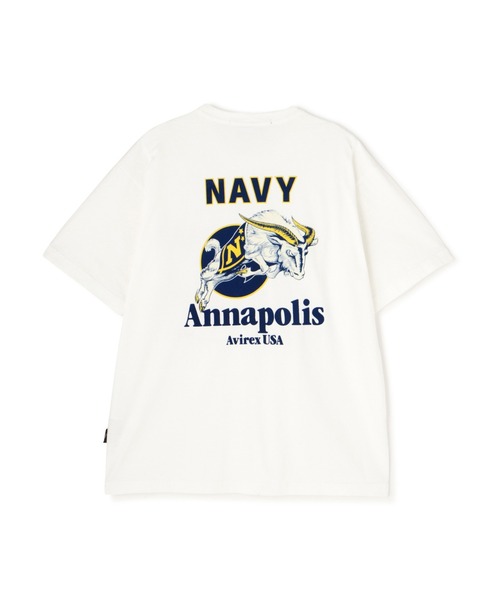 AVIREX(アヴィレックス)の「MIL. ACADEMY T-SHIRT "US.NAVY" / ミリタリーアカデミー 半袖Tシャツ / AVIREX / アヴィレックス(Tシャツ/カットソー・メンズ・ダークグリーン/ホワイト/チャコール・XX-LARGE/X-LARGE/LARGE/MEDIUM)」の4枚目の写真