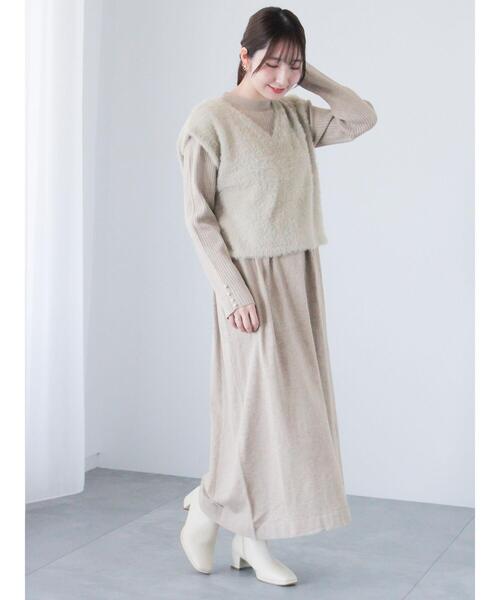 Te chichi TERRASSE（テチチテラス）の「ハイネック切替ワンピース（ワンピース・レディース・グレー/ベージュ/ブラック・F）」の3枚目の写真