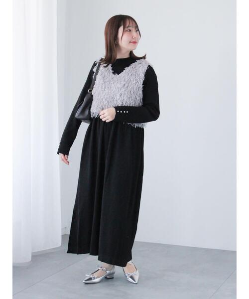 Te chichi TERRASSE（テチチテラス）の「ハイネック切替ワンピース（ワンピース・レディース・グレー/ベージュ/ブラック・F）」の5枚目の写真