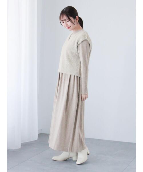 Te chichi TERRASSE（テチチテラス）の「ハイネック切替ワンピース（ワンピース・レディース・グレー/ベージュ/ブラック・F）」の7枚目の写真