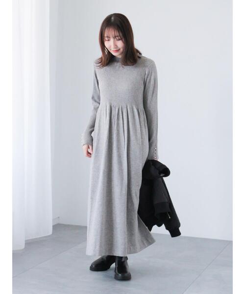 Te chichi TERRASSE（テチチテラス）の「ハイネック切替ワンピース（ワンピース・レディース・グレー/ベージュ/ブラック・F）」の9枚目の写真