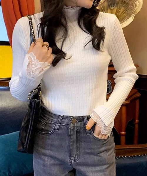 袖フリルニットトップス（Tシャツ/カットソー）｜Nyu（ニュウ）