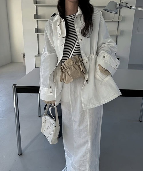 flap pocket bi color stitch pencil nylon SK（スカート）｜WILLFULLY