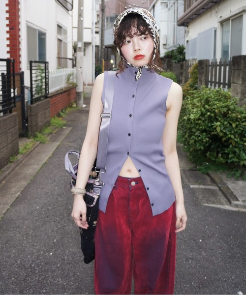 flocky wide denim PT / フロッキーデニムパンツ　赤　レッド flocky wide denim PT / フロッキーデニムパンツ（デニムパンツ