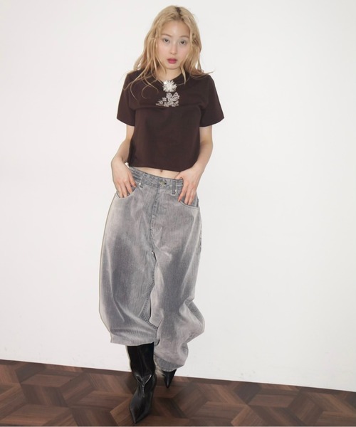flocky wide denim PT / フロッキーデニムパンツ（デニムパンツ