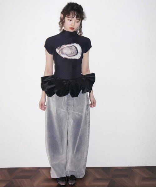 musubore(ムスボレ)の「flocky wide denim PT / フロッキーデニムパンツ(デニムパンツ・レディース・レッド/グレー/ブラウン/カーキ・0/1)」の9枚目の写真