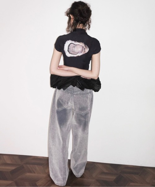 musubore(ムスボレ)の「flocky wide denim PT / フロッキーデニムパンツ(デニムパンツ・レディース・レッド/グレー/ブラウン/カーキ・0/1)」の10枚目の写真