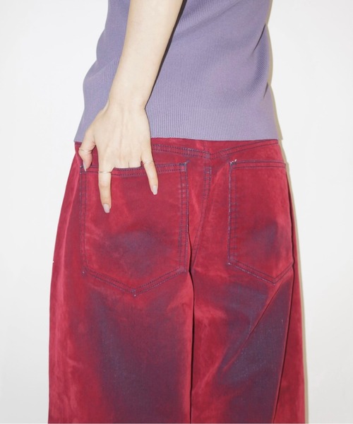 flocky wide denim PT / フロッキーデニムパンツ　赤　レッド flocky wide denim PT / フロッキーデニムパンツ（デニムパンツ