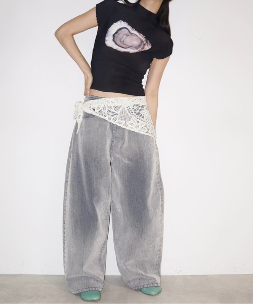 flocky wide denim PT / フロッキーデニムパンツ（デニムパンツ