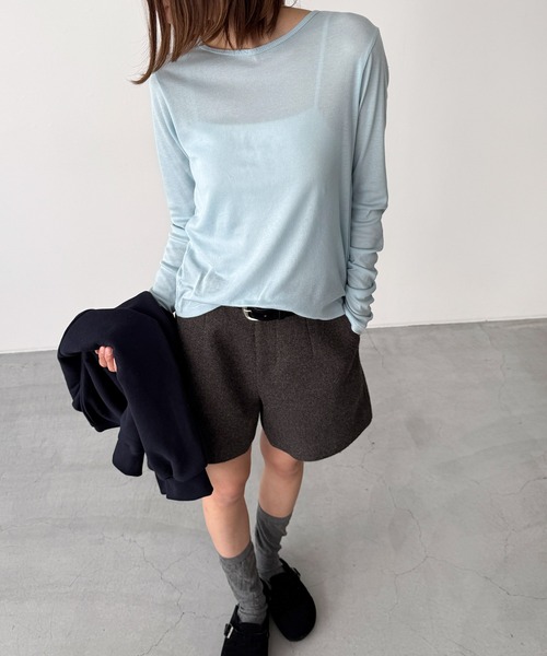 CANAL JEAN(キャナルジーン)の「El mar テンセルシアーロンT(Tシャツ/カットソー・レディース・アイボリー/ブラック/サックスブルー/ピンク/ライトイエロー/ブルーグレー・ONE SIZE)」の5枚目の写真