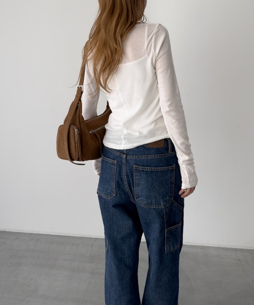 CANAL JEAN(キャナルジーン)の「El mar テンセルシアーロンT(Tシャツ/カットソー・レディース・アイボリー/ブラック/サックスブルー/ピンク/ライトイエロー/ブルーグレー・ONE SIZE)」の14枚目の写真