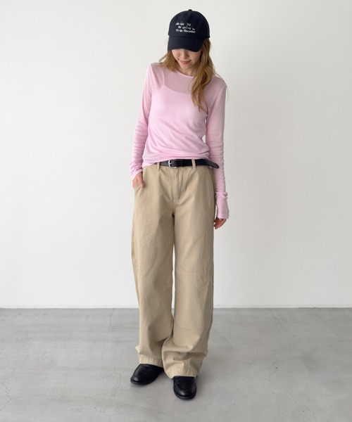 CANAL JEAN(キャナルジーン)の「El mar テンセルシアーロンT(Tシャツ/カットソー・レディース・アイボリー/ブラック/サックスブルー/ピンク/ライトイエロー/ブルーグレー・ONE SIZE)」の7枚目の写真