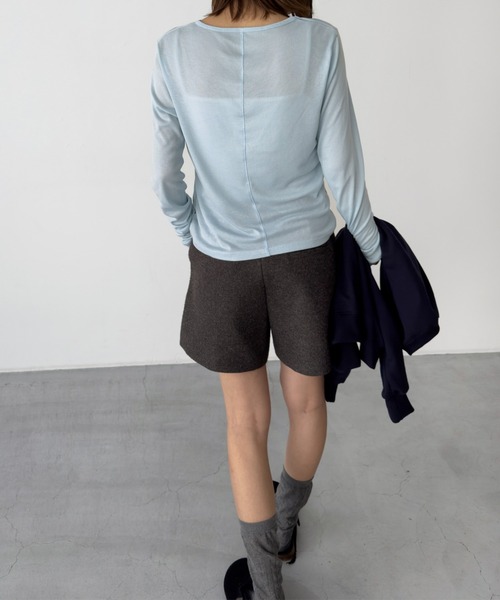 CANAL JEAN(キャナルジーン)の「El mar テンセルシアーロンT(Tシャツ/カットソー・レディース・アイボリー/ブラック/サックスブルー/ピンク/ライトイエロー/ブルーグレー・ONE SIZE)」の19枚目の写真