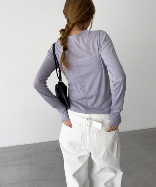 CANAL JEAN(キャナルジーン)の「El mar テンセルシアーロンT(Tシャツ/カットソー・レディース・アイボリー/ブラック/サックスブルー/ピンク/ライトイエロー/ブルーグレー・ONE SIZE)」の16枚目の写真