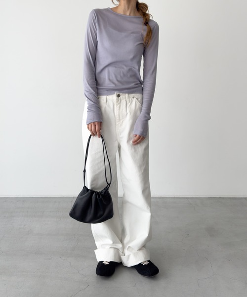 CANAL JEAN(キャナルジーン)の「El mar テンセルシアーロンT(Tシャツ/カットソー・レディース・アイボリー/ブラック/サックスブルー/ピンク/ライトイエロー/ブルーグレー・ONE SIZE)」の17枚目の写真