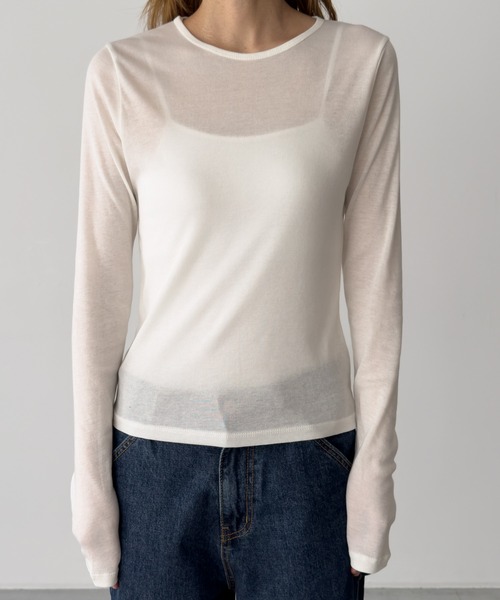 CANAL JEAN(キャナルジーン)の「El mar テンセルシアーロンT(Tシャツ/カットソー・レディース・アイボリー/ブラック/サックスブルー/ピンク/ライトイエロー/ブルーグレー・ONE SIZE)」の8枚目の写真