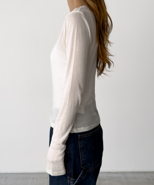 CANAL JEAN(キャナルジーン)の「El mar テンセルシアーロンT(Tシャツ/カットソー・レディース・アイボリー/ブラック/サックスブルー/ピンク/ライトイエロー/ブルーグレー・ONE SIZE)」の9枚目の写真