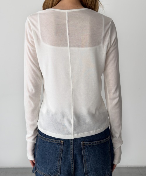 CANAL JEAN(キャナルジーン)の「El mar テンセルシアーロンT(Tシャツ/カットソー・レディース・アイボリー/ブラック/サックスブルー/ピンク/ライトイエロー/ブルーグレー・ONE SIZE)」の10枚目の写真