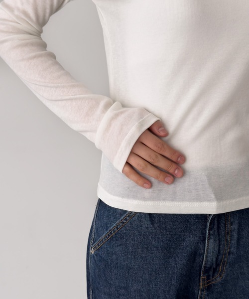 CANAL JEAN(キャナルジーン)の「El mar テンセルシアーロンT(Tシャツ/カットソー・レディース・アイボリー/ブラック/サックスブルー/ピンク/ライトイエロー/ブルーグレー・ONE SIZE)」の12枚目の写真