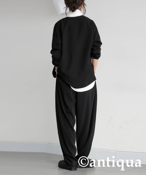 アンティカ kyo アシメ デザイン ノーカラー ジャケット ブラック アンティカ kyo アシメ デザイン ノーカラー ジャケット