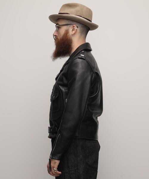 Schott（ショット）の「Schott/ショット/528US COW NEW NAKED D-POCKET RIDERS/ニューネイキッド ディーポケット ライダース（ライダースジャケット・メンズ・ブラック・36/38/40/42/44）」の3枚目の写真