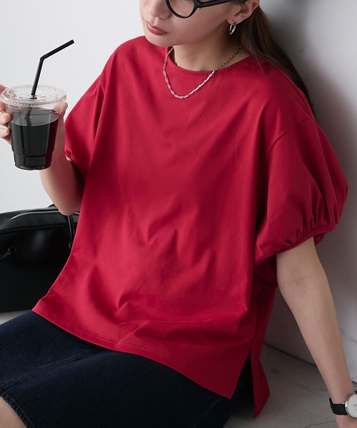 BONLECILL(ボンルシール)の「バルーンスリーブTシャツ/プルオーバー(Tシャツ/カットソー・レディース・レッド/オフホワイト/ネイビー/ブラック・FREE)」の2枚目の写真