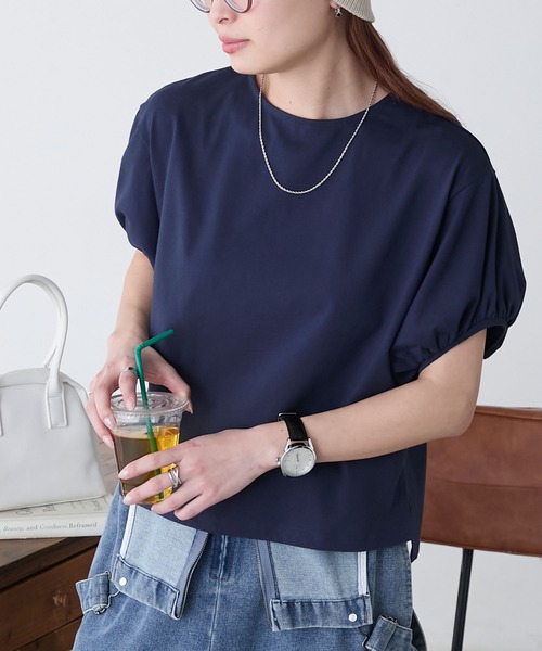 seven ten by miho kawahito バルーンスリーブTシャツ バルーンスリーブTシャツ(ブラック) - seventen