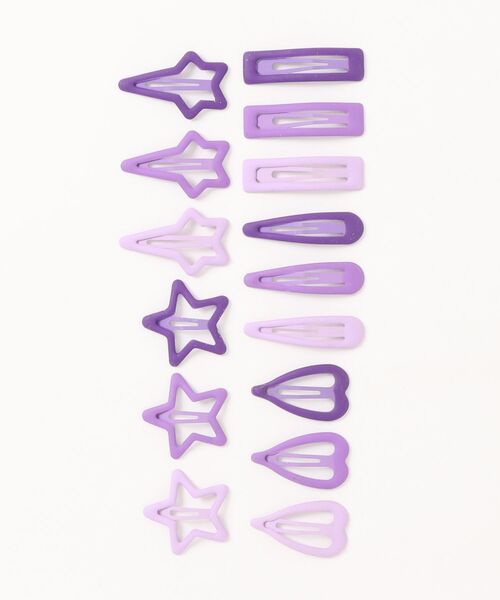 Bambin（ボンバン）の「【 Bambin / ボンバン 】 ぷっくり スター ハート パッチンピン 15個セット（ヘアピン・キッズ・マルチ/ピンク/パープル/ブラック・FREE）」の2枚目の写真