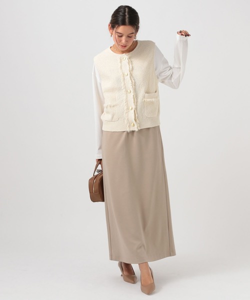 BAYFLOW（ベイフロー）の「[幅広いシーンで活躍]ツイードライクニットベスト（ベスト・レディース・ブラック/オフホワイト・FREE）」の3枚目の写真