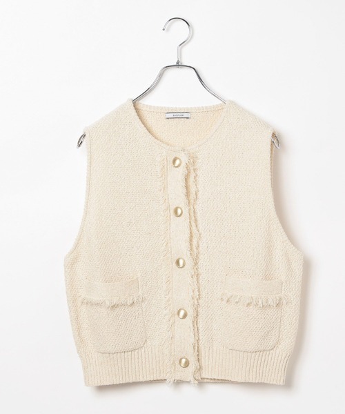 BAYFLOW（ベイフロー）の「[幅広いシーンで活躍]ツイードライクニットベスト（ベスト・レディース・ブラック/オフホワイト・FREE）」の12枚目の写真