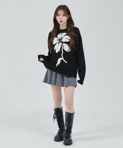 OY(オーワイ)の「『OY/オーワイ』 FLORAL BLOOM KNIT/フローラルブルームニット(ニット/セーター・レディース・ブラウン/ライトブルー/ブラック・L/M)」の12枚目の写真
