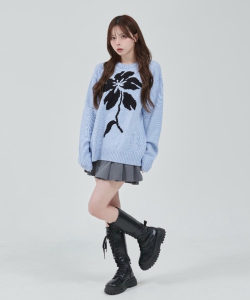 OY(オーワイ)の「『OY/オーワイ』 FLORAL BLOOM KNIT/フローラルブルームニット(ニット/セーター・レディース・ブラウン/ライトブルー/ブラック・L/M)」の13枚目の写真