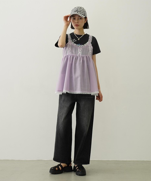 MILKFED.(ミルクフェド)の「SHEER LACE CAMISOLE(キャミソール・レディース・ライトパープル/オフホワイト/ブラック・ONE SIZE)」の12枚目の写真