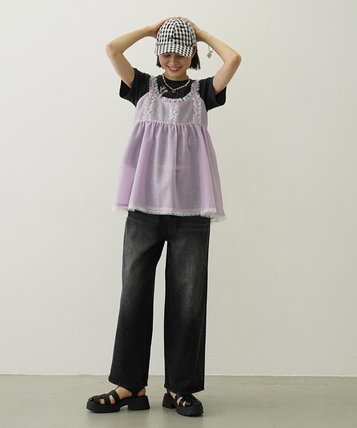 MILKFED.(ミルクフェド)の「SHEER LACE CAMISOLE(キャミソール・レディース・ライトパープル/オフホワイト/ブラック・ONE SIZE)」の15枚目の写真