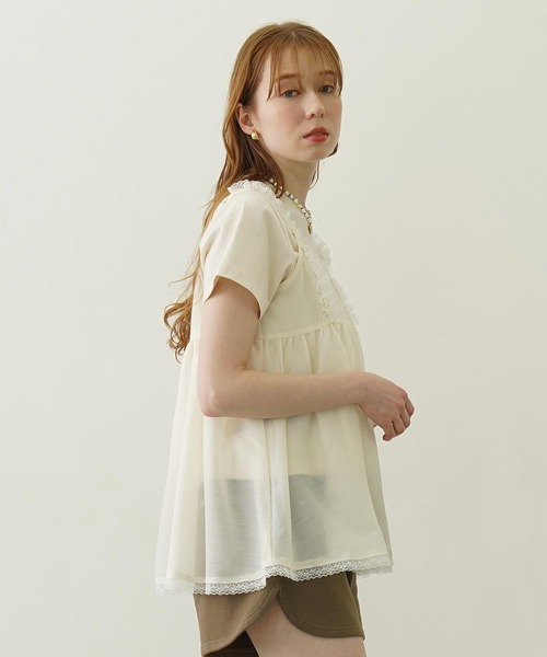 MILKFED.(ミルクフェド)の「SHEER LACE CAMISOLE(キャミソール・レディース・ライトパープル/オフホワイト/ブラック・ONE SIZE)」の16枚目の写真