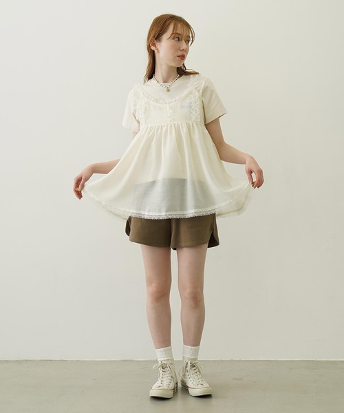 MILKFED.(ミルクフェド)の「SHEER LACE CAMISOLE(キャミソール・レディース・ライトパープル/オフホワイト/ブラック・ONE SIZE)」の17枚目の写真