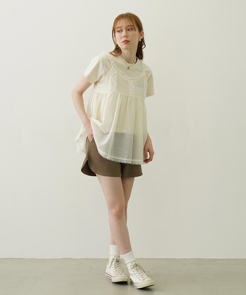 MILKFED.(ミルクフェド)の「SHEER LACE CAMISOLE(キャミソール・レディース・ライトパープル/オフホワイト/ブラック・ONE SIZE)」の19枚目の写真
